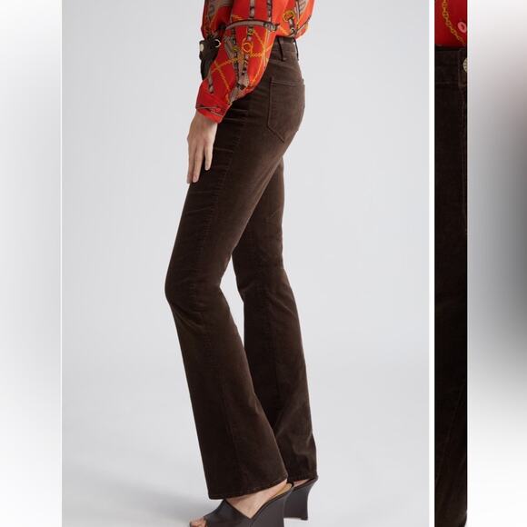 NEW L’Agence Stevie chocolate brown velveteen gold chain detail bootcut pants - Picture 5 of 16